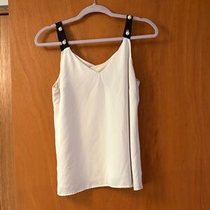 Chic White Camisole with Black Straps